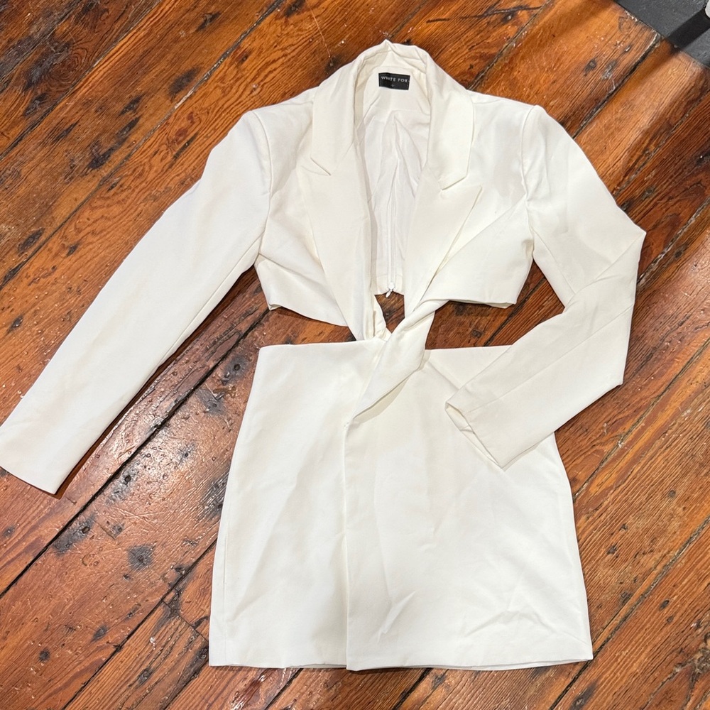 Chic White Cutout Blazer Dress